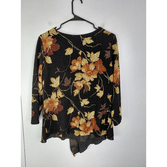 Vintage Top Womens L Babydoll Textured Faux Wrap Y2K Witchy Grunge Dark Fall - Picture 2 of 9